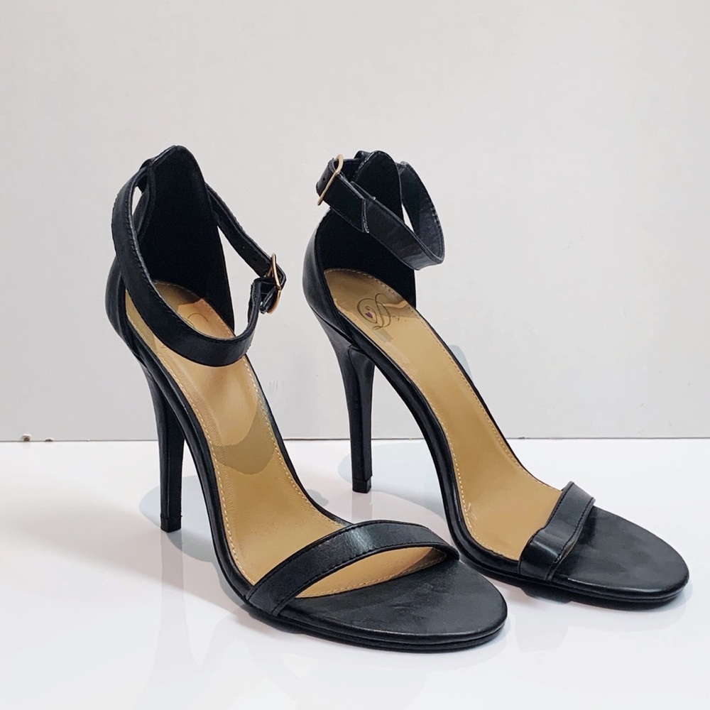 Black PU Leather Strappy Sandal